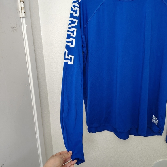 PINK Victoria's Secret Activewear Blue Long Sleeve Shirt With Mesh Detail Sz M - Picture 5 of 11